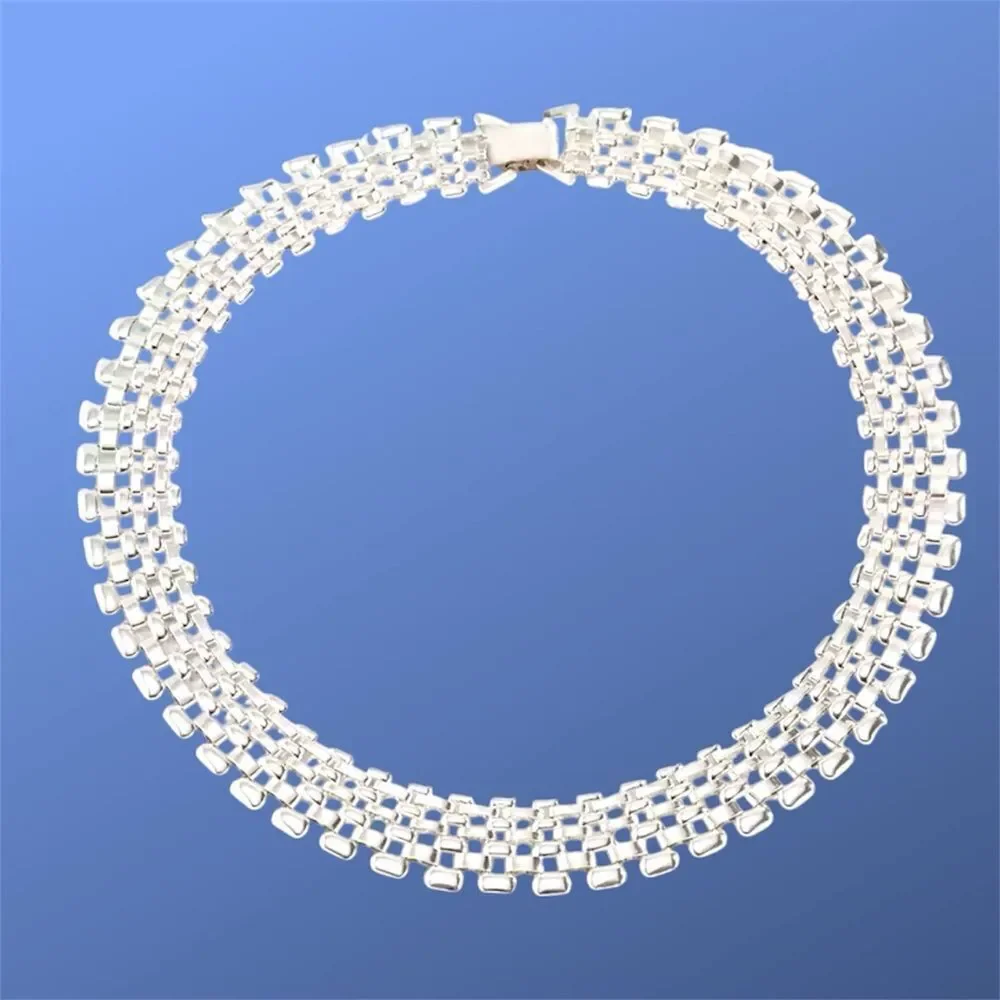 Elegant Chunky Link Chain Silver Necklace for Women